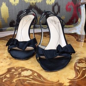 Kate Spade Sexy Black Satin Peep Toe Sling Backs